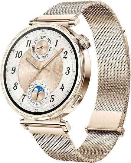 Huawei Watch GT 5 41mm Waterproof with Heart Rate Monitor (Gold Milanese Strap) view 2
