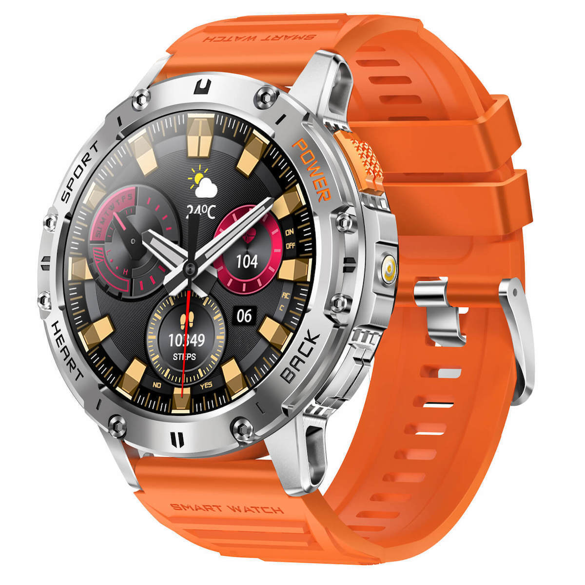 Microwear K65 Smartwatch with Heart Rate Monitor (Orange Silicone) view 1