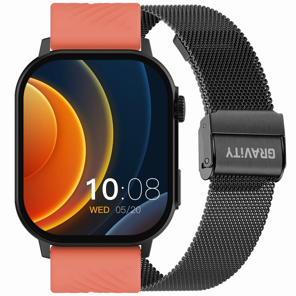 Gravity Gt15-3 Smartwatch Red Silicone Strap Black Bracelet