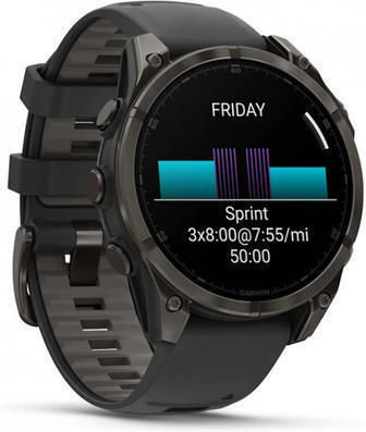 Garmin Fenix 8 Titanium 47mm Waterproof Smartwatch with Heart Rate Monitor (Sapphire, Carbon Grey Dlc Titanium With Black/pebble Grey Silicone Band) view 3