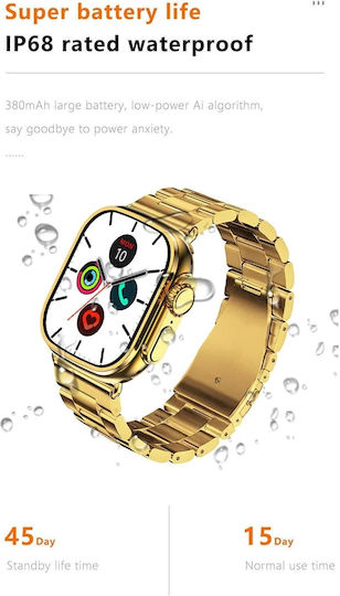 Ultra 9 Max Smartwatch with Heart Rate Monitor (Gold Orange) view 2