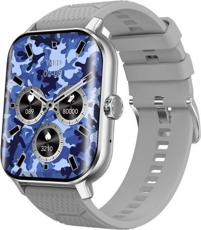 F12 2.02 Inch Curved Screen Smart Watch Supports Voice Call Blood Sugar Detection Silver + Grey