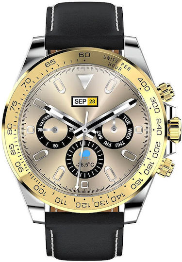 Microwear AW13 Smartwatch with Heart Rate Monitor (Black Gold)