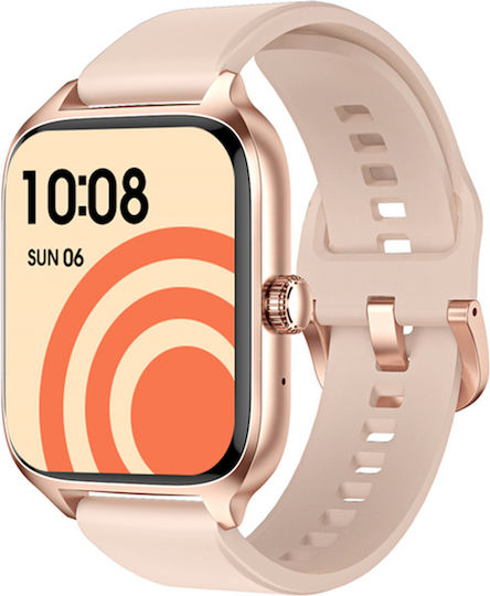 Smartwatch Idealstore Xiabest Bluetooth Nfc Voice Assistant Gps Tracking Sports Modes Temperature Oxygen Sensor Wireless Charging Heart Rate Blood Pressure Password Menstrual Reminder Rose Gold Silicone Strap