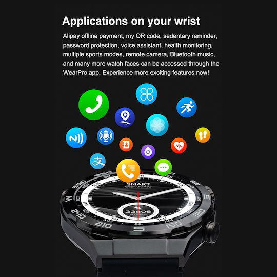 NO.1 ULTRA Mate Smartwatch with Heart Rate Monitor (Silver Case / Silver Strap Metallic) view 8