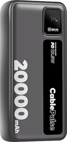 Obal:Me CablePulse Power Bank 20000mAh 22.5W with USB-A Port and USB-C Power Delivery Port Black view 3