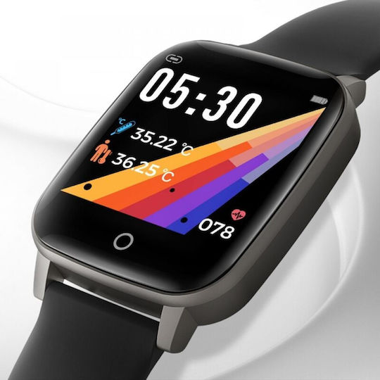 Kingwear T1 38mm Smartwatch with Heart Rate Monitor (Black) view 2