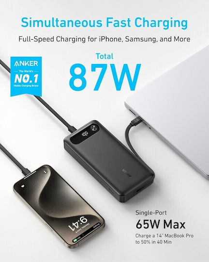 Anker Powercore 20000mAh 87W with USB-A Port and USB-C Port Black view 3