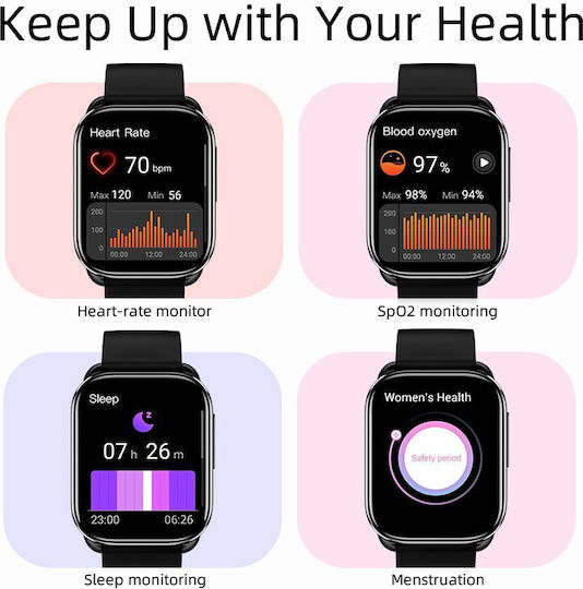 QCY Gs S6 Smartwatch with eSIM and Heart Rate Monitor (Black) view 4