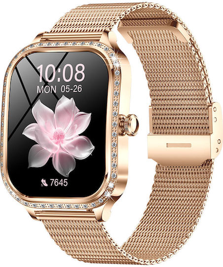 Microwear MK88 Smartwatch with Heart Rate Monitor (Gold Steel) view 1
