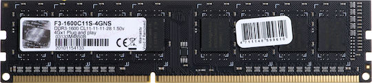 G.Skill Value DDR3 with Module 1x4GB and Speed 1600 for Desktop F3-1600C11S-4GNS