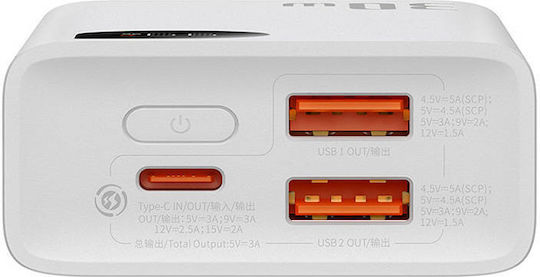 Baseus Adaman2 Power Bank 10000mAh 30W with 2 USB-A Ports and USB-C Port Power Delivery White view 3
