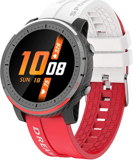 LV 69 47mm Smartwatch with Heart Rate Monitor (Red)