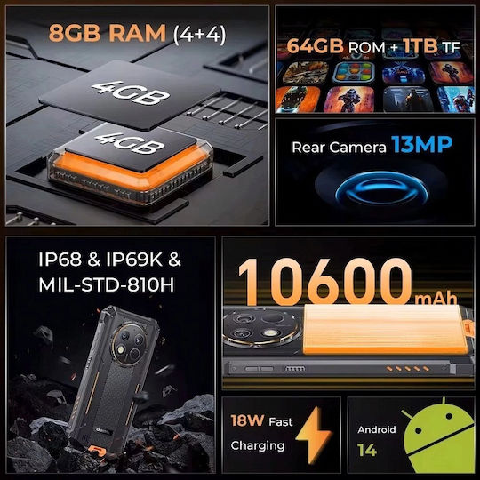 Oukitel WP28E Dual SIM (4GB/64GB) Resistant Smartphone Black view 2