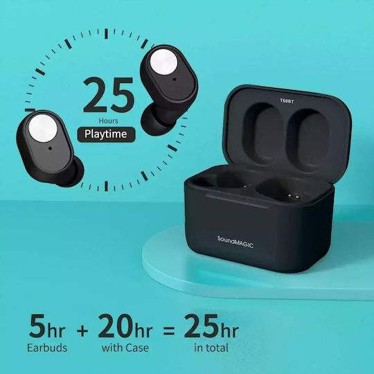 Soundmagic T60BT In-ear Bluetooth Handsfree Earphones with Charging Case Black view 4