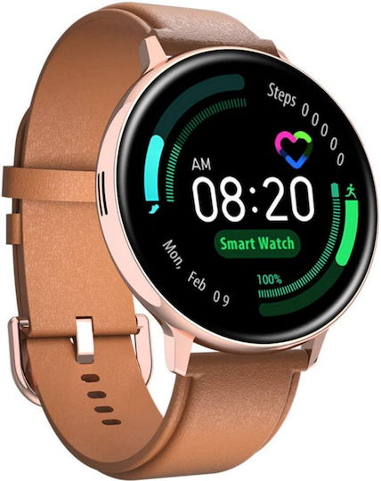 Futurefocus Smartwatch Fitness Bracelet Idealstore 1.3-inch Full Round Touch Lcd Screen Ip67 Heart Rate Monitoring Blood Pressure Wireless Charging Multi-sport Function Compatible Android Ios Brown view 1
