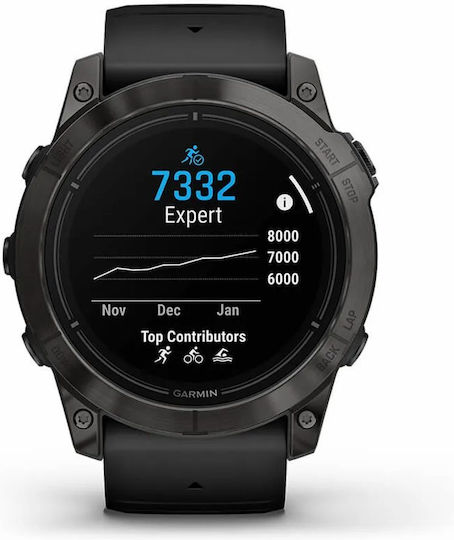 Garmin Epix Pro (Gen 2) Sapphire Edition Titanium 51mm Waterproof Smartwatch with Heart Rate Monitor (Carbon Grey DLC Titanium with Black Band) view 1