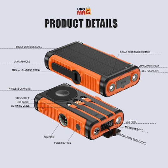 Linomag Solar Power Bank 20000mAh Orange view 8