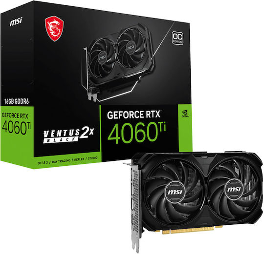 MSI GeForce RTX 4060 Ti 16GB GDDR6 Ventus 2X Black OC Graphics Card view 1
