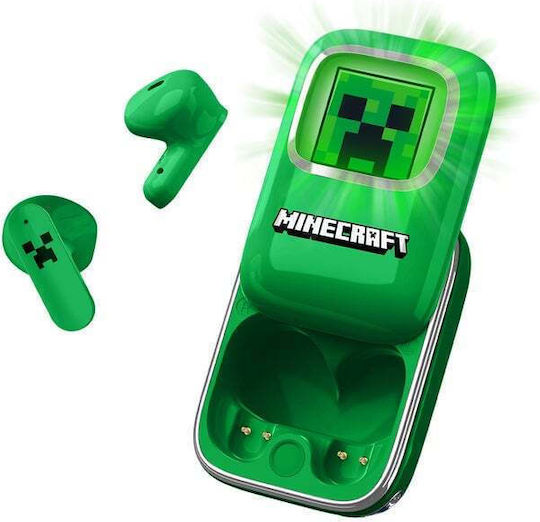 OTL Minecrarft Slide In-ear Bluetooth Handsfree Earphones with Charging Case Green view 1