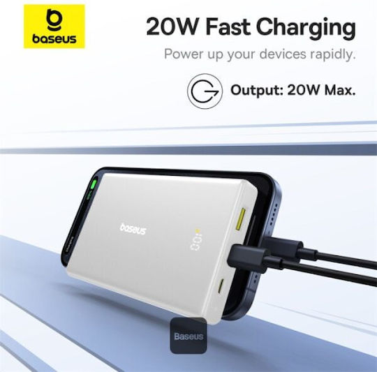 Baseus PicoGo Power Bank 10000mAh 20W with USB-A Port and 2 USB-C Power Delivery Ports White vue 5