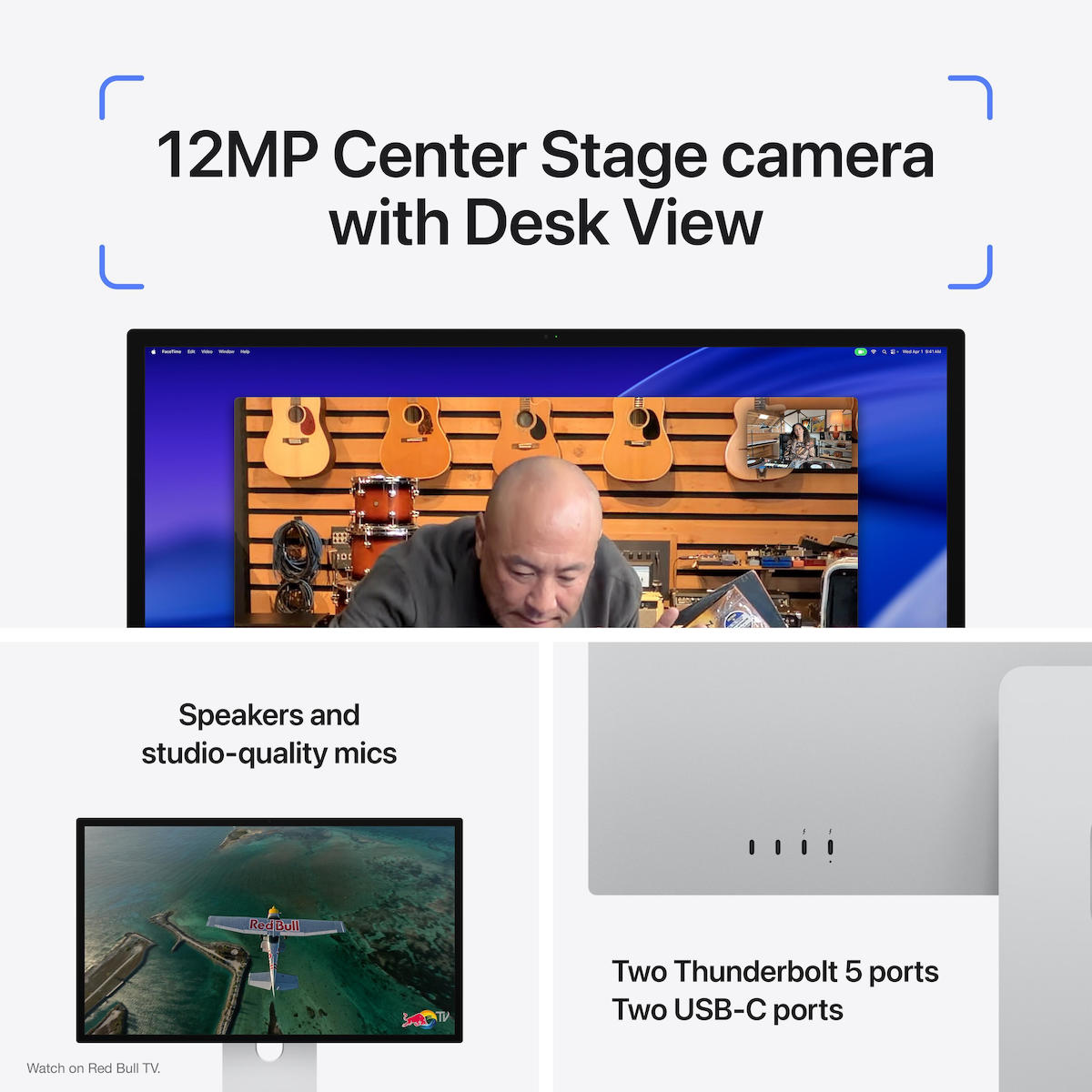 Apple Studio Display XDR HDR Monitor 27" 5120x2880 White Standard Glass VESA Mount Adapter No Stand view 5