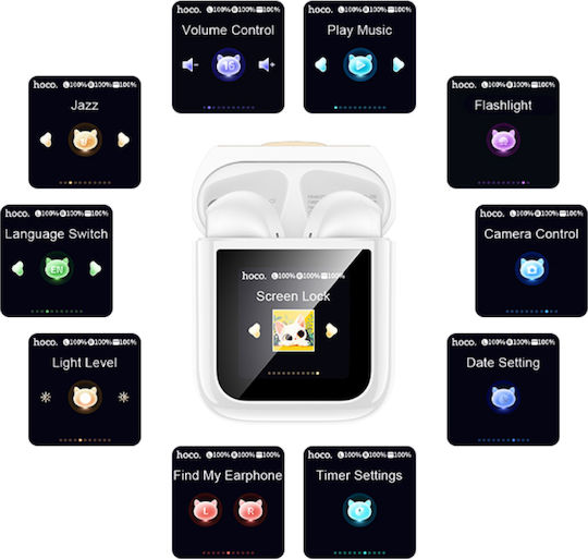 Hoco EW86 Cat Earbud Bluetooth Handsfree Earphones with Charging Case White view 4