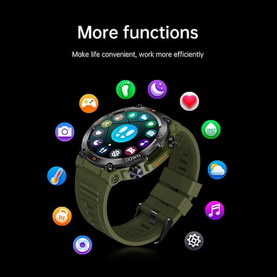 Aoke K56 PRO 45mm Smartwatch with Heart Rate Monitor (Black Case / Black Silicone Strap) view 2