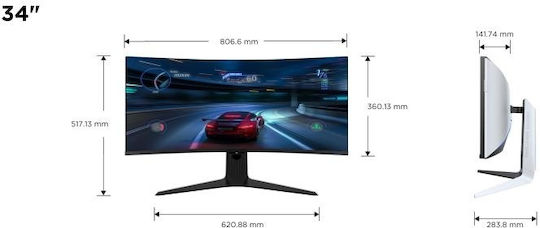 TCL 34R83Q Ultrawide HDR Curved Gaming Monitor 34" QHD 3440x1440 170Hz with Response Time 1ms GTG view 5