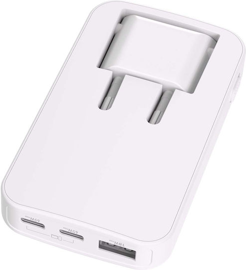 Force Power Power Bank 10000mAh 65W with USB-A Port and 2 USB-C Ports Power Delivery White view 2