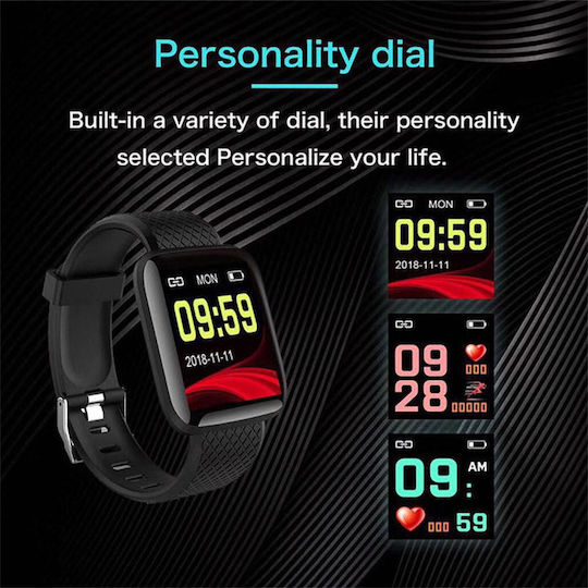 M116 Smartwatch with Heart Rate Monitor (Black) view 4