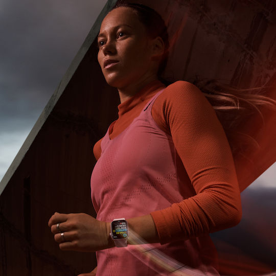 Apple Watch Series 9 Aluminium 41mm Waterproof with Heart Rate Monitor (Silver with Storm Blue Sport Band (S/M)) view 5