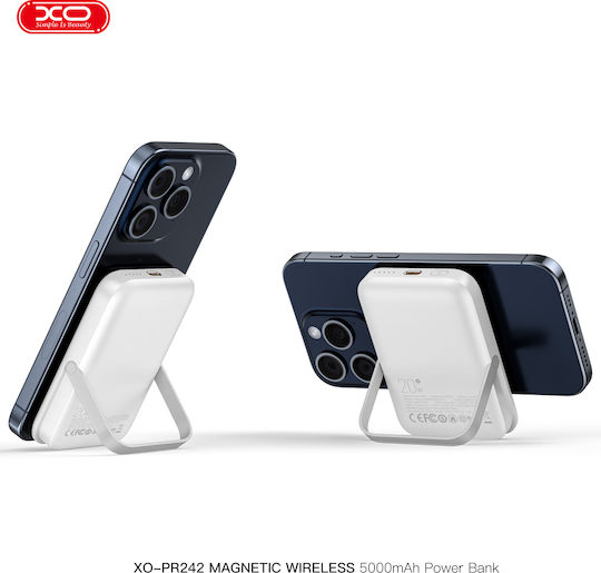 XO PR242 MagSafe Power Bank 5000mAh 15W Power Delivery White vista 5
