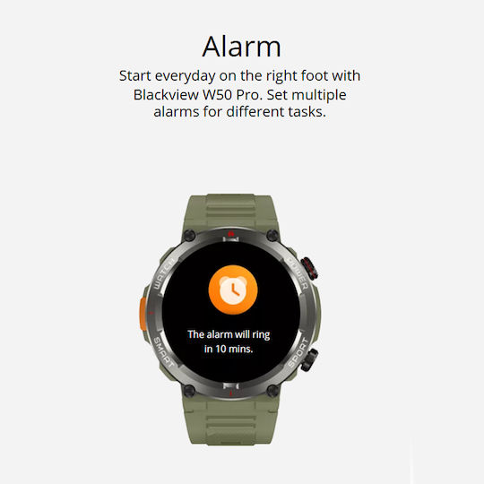 BlackView W50 Pro 56mm Waterproof Smartwatch with Heart Rate Monitor (Green) view 7