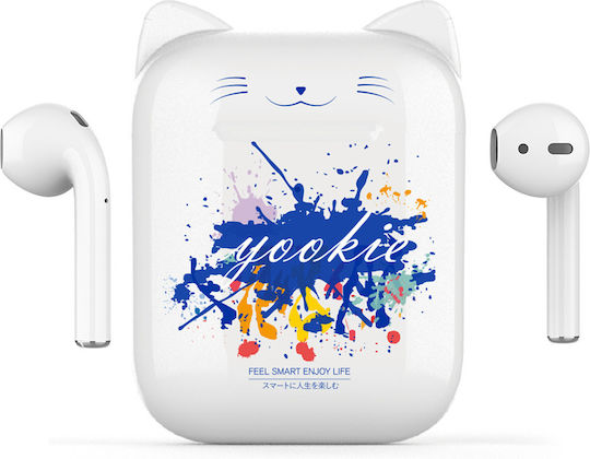 Yookie YKS19 Earbud Bluetooth Handsfree Earphones with Charging Case White view 1