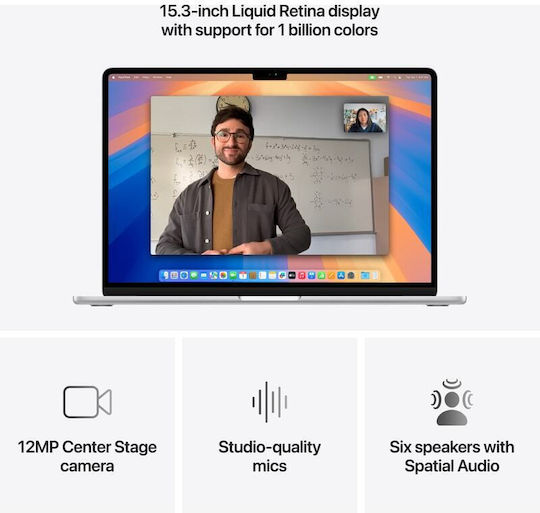 Apple MacBook Air 15.3" IPS Retina Display (M4-10‑core/16GB/256GB SSD/10-Core) Silver (US Keyboard) view 7
