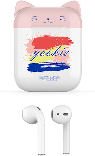 Yookie YKS19 Earbud Bluetooth Handsfree Earphones with Charging Case White view 2