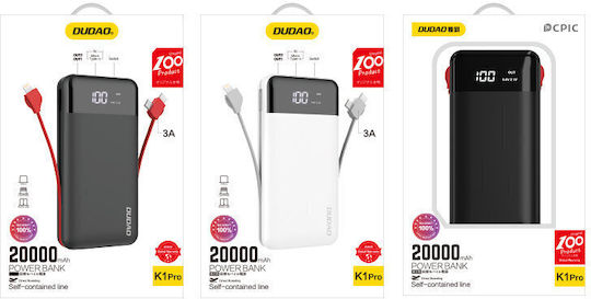 Dudao K1Pro Power Bank 20000mAh with 2 USB-A Ports Black vue 3