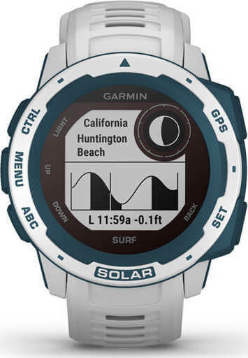 Garmin Instinct Solar Surf Edition 45mm Waterproof Smartwatch with Heart Rate Monitor (Cloudbreak) vue 4