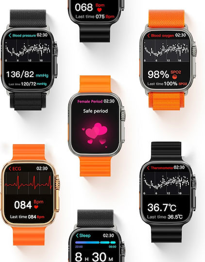 Microwear W69 Mini Ultra 45mm Smartwatch with Heart Rate Monitor (Silver) view 5
