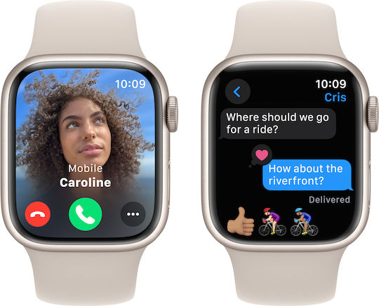 Apple Watch Series 9 Aluminium 41mm Waterproof with Heart Rate Monitor (Starlight with Starlight Sport Band (M/L)) view 6
