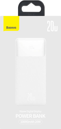 Baseus Bipow Overseas Edition Power Bank 10000mAh 20W with 2 USB-A Ports and USB-C Port White view 2