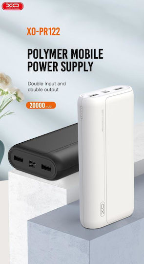 XO PR122 Power Bank 20000mAh with 2 USB-A Ports and USB-C Port White view 4