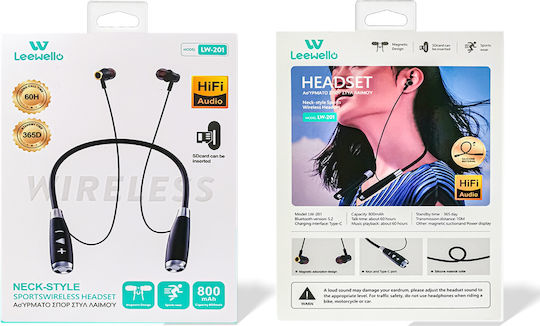 Leewello LW-201 In-ear Bluetooth Handsfree Earphones with Sweat Resistance Black vue 2
