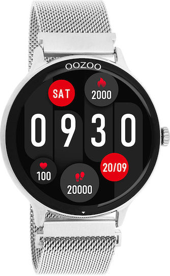 Oozoo Q00135 45mm Smartwatch with Heart Rate Monitor (Silver) view 4