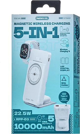 Remax RPP-D3 Power Bank 10000mAh 15W with USB-A Port and USB-C Port Power Delivery White view 3