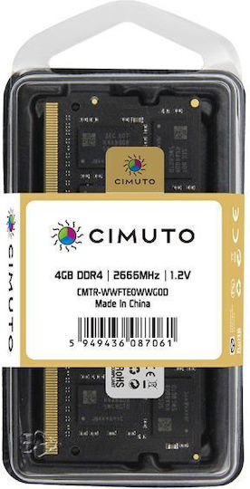 Cimuto DDR4 with Module 1x4GB and Speed 2666 for Laptop DDTFK4MBM view 1