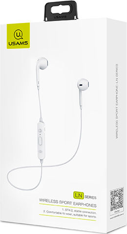 Usams LN Sport Earbud Bluetooth Handsfree Earphones with Sweat Resistance White vista 4
