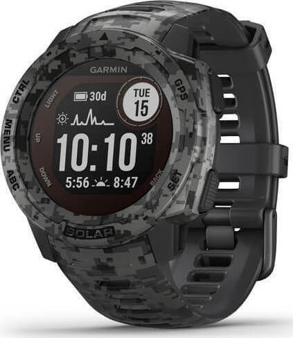 Garmin Instinct Solar 45mm Waterproof Smartwatch with Heart Rate Monitor (Graphite Camo) view 1
