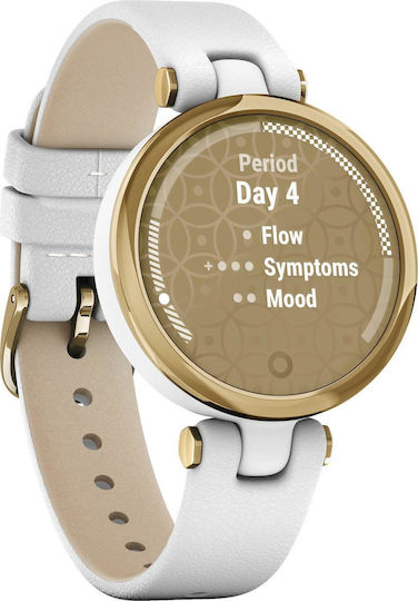 Garmin Lily Classic Stainless Steel Waterproof Smartwatch with Heart Rate Monitor (Light Gold Bezel with White Case and Italian Leather Band) view 3